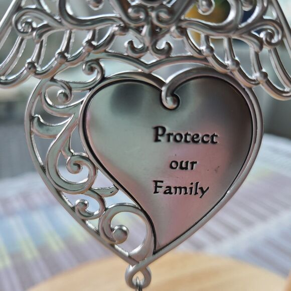 Ganz "Protect Our Family" Guardian Angel Ornament Silver Tone w/ Heart Crystal - Picture 3 of 9